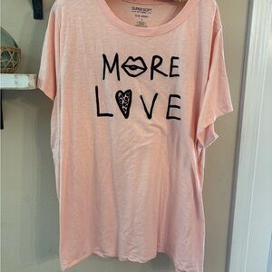Torrid Size 3 Baby Pink Graphic Short Sleeve Tee with 'More Love' Print NWOT